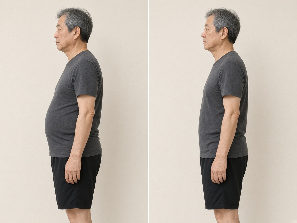 60대 남성 회원 복부 감량 전후